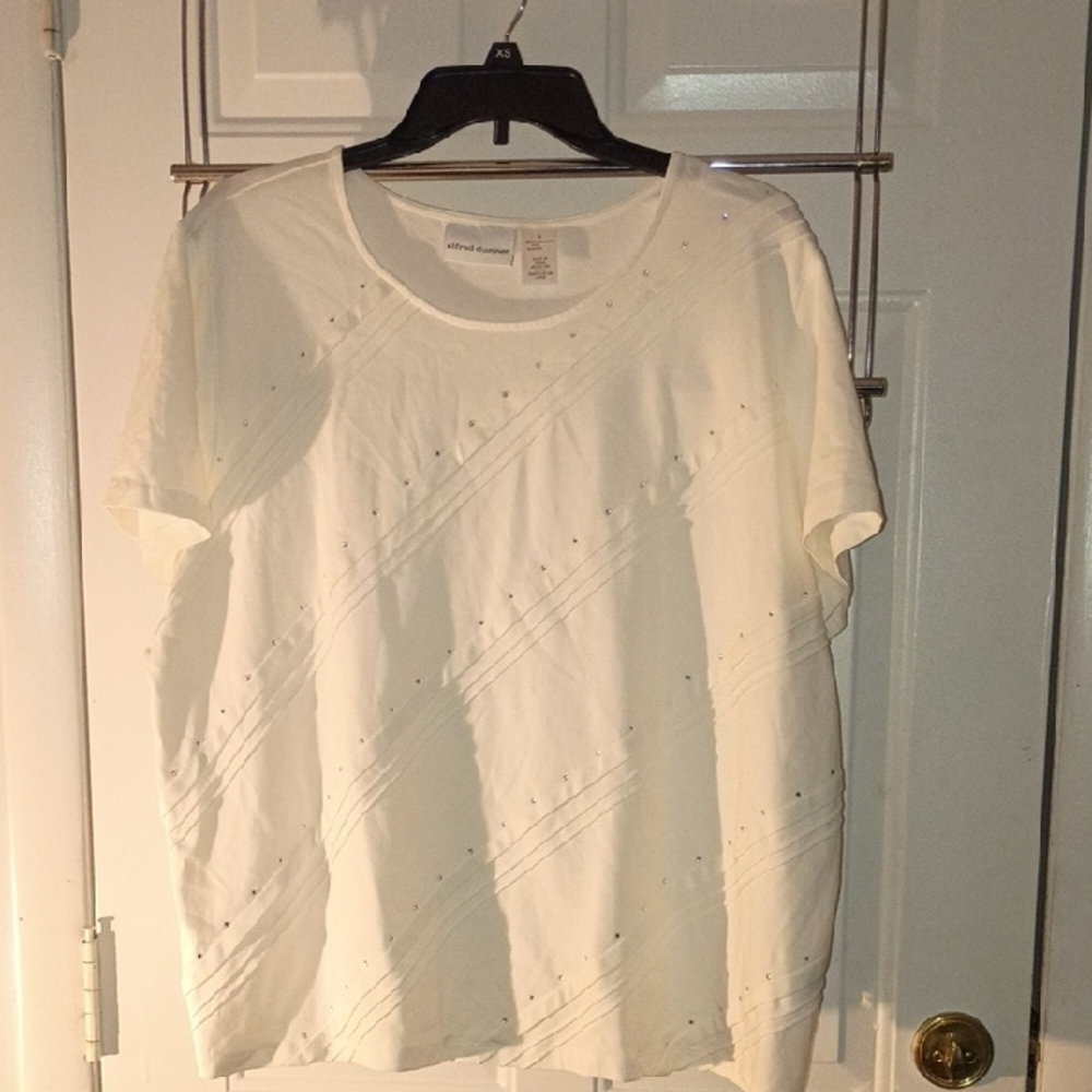 Alfred Dunner White Short Sleeve Top